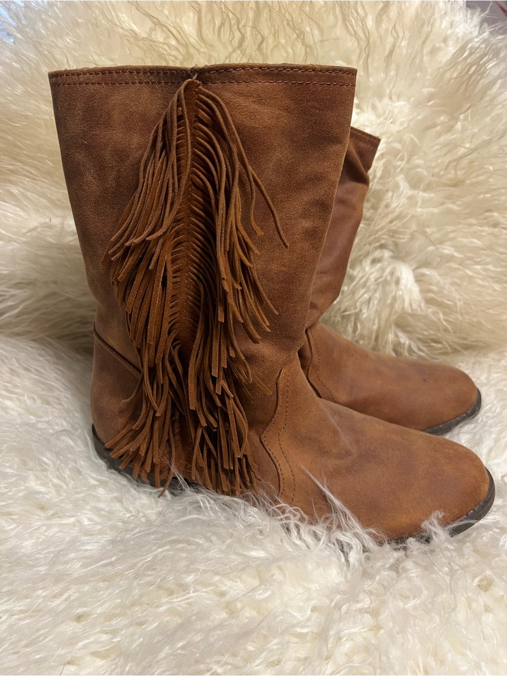 Women's Tan Fringe Ankle Boots - Casual Western Style